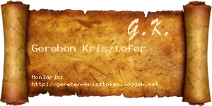 Gereben Krisztofer névjegykártya